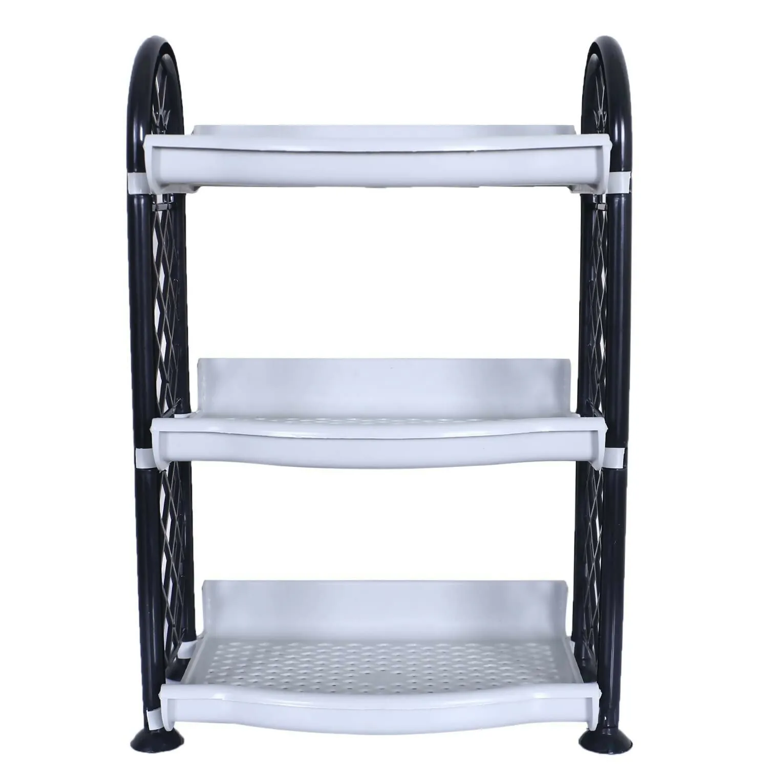 1 Plastic 3 Shelves &1 Plastic 2 Tier Kitchen Storage Rack Home Organising Stand (Pack of 2,Gray)