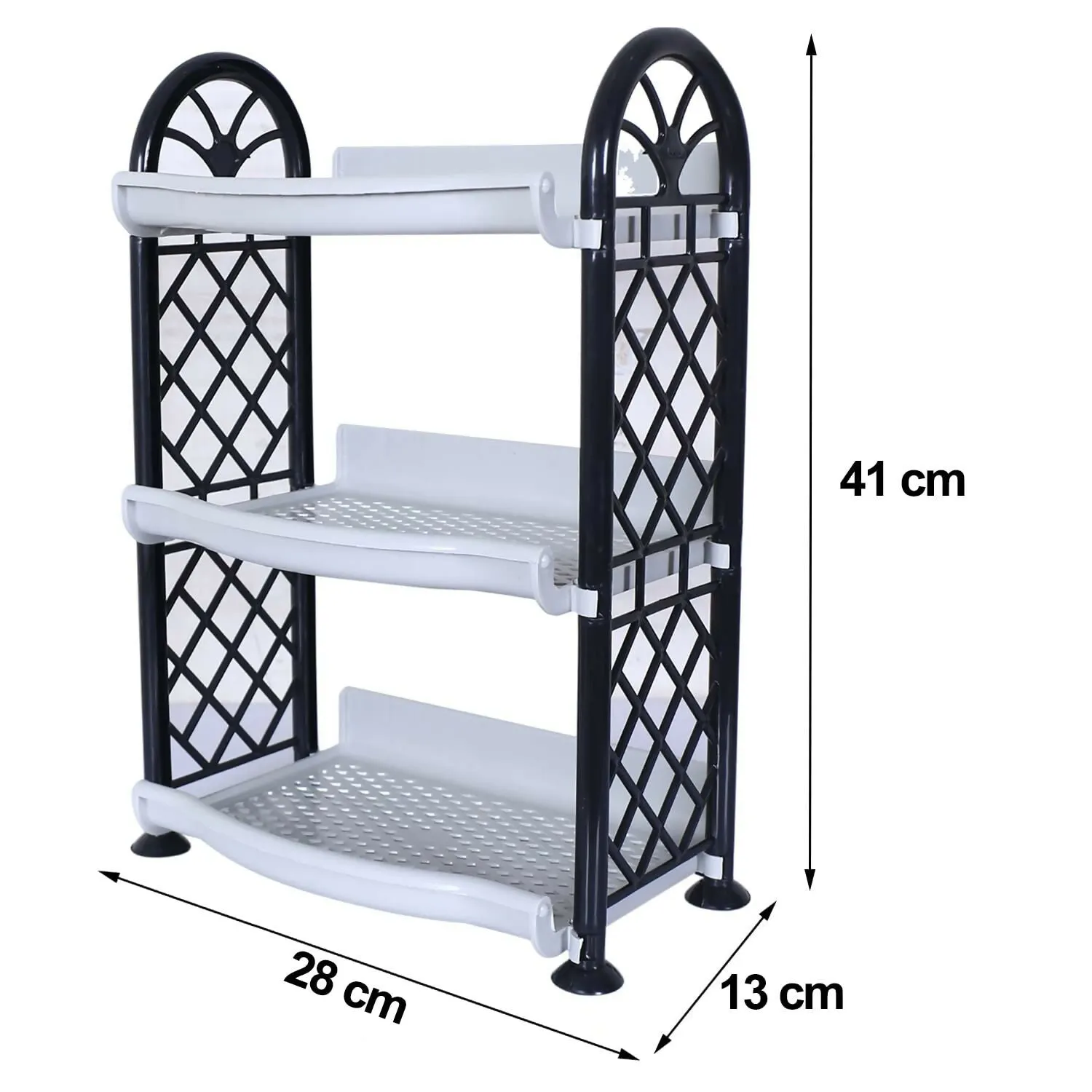 1 Plastic 3 Shelves &1 Plastic 2 Tier Kitchen Storage Rack Home Organising Stand (Pack of 2,Gray)