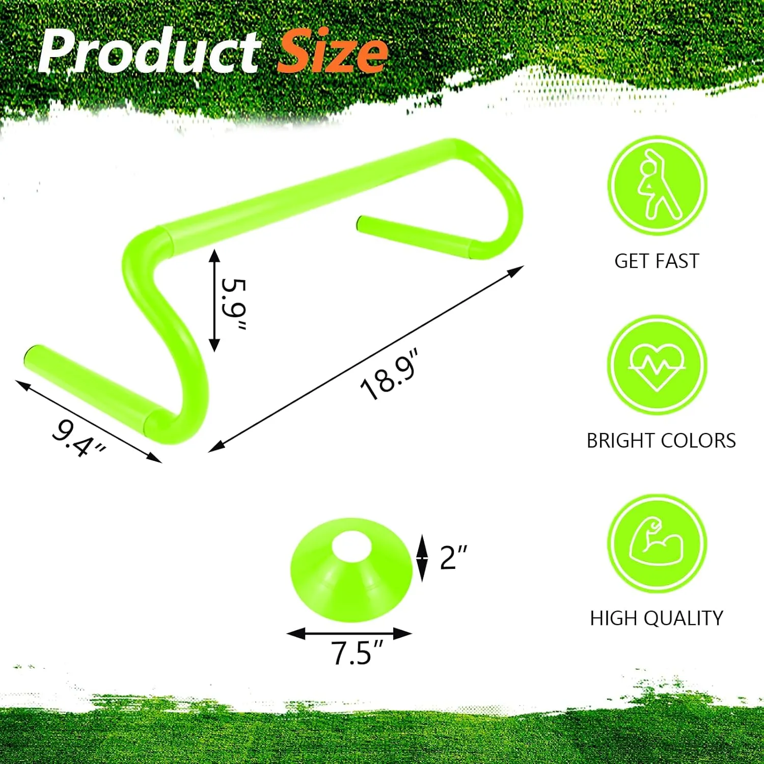 10 Pcs 6" Speed Agility Training Hurdles with 6 Marker Cone Durable Detachable Training Equipments Plyometric All Speed Hurdle for Athletes Soccer Basketball Football Practice