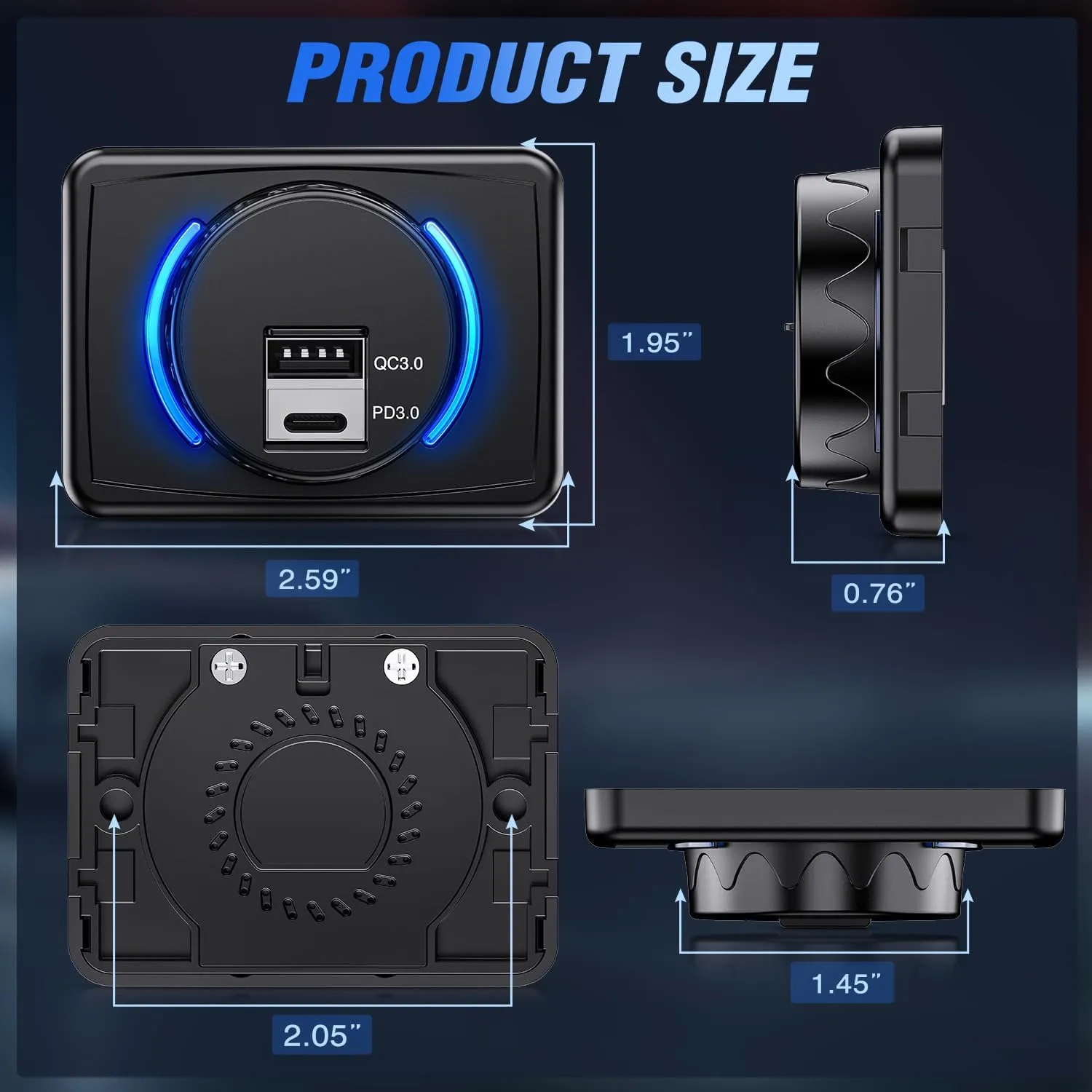 12V 24V PD Type C USB Charger 3A Car Outlet