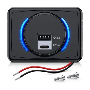 12V 24V PD Type C USB Charger 3A Car Outlet