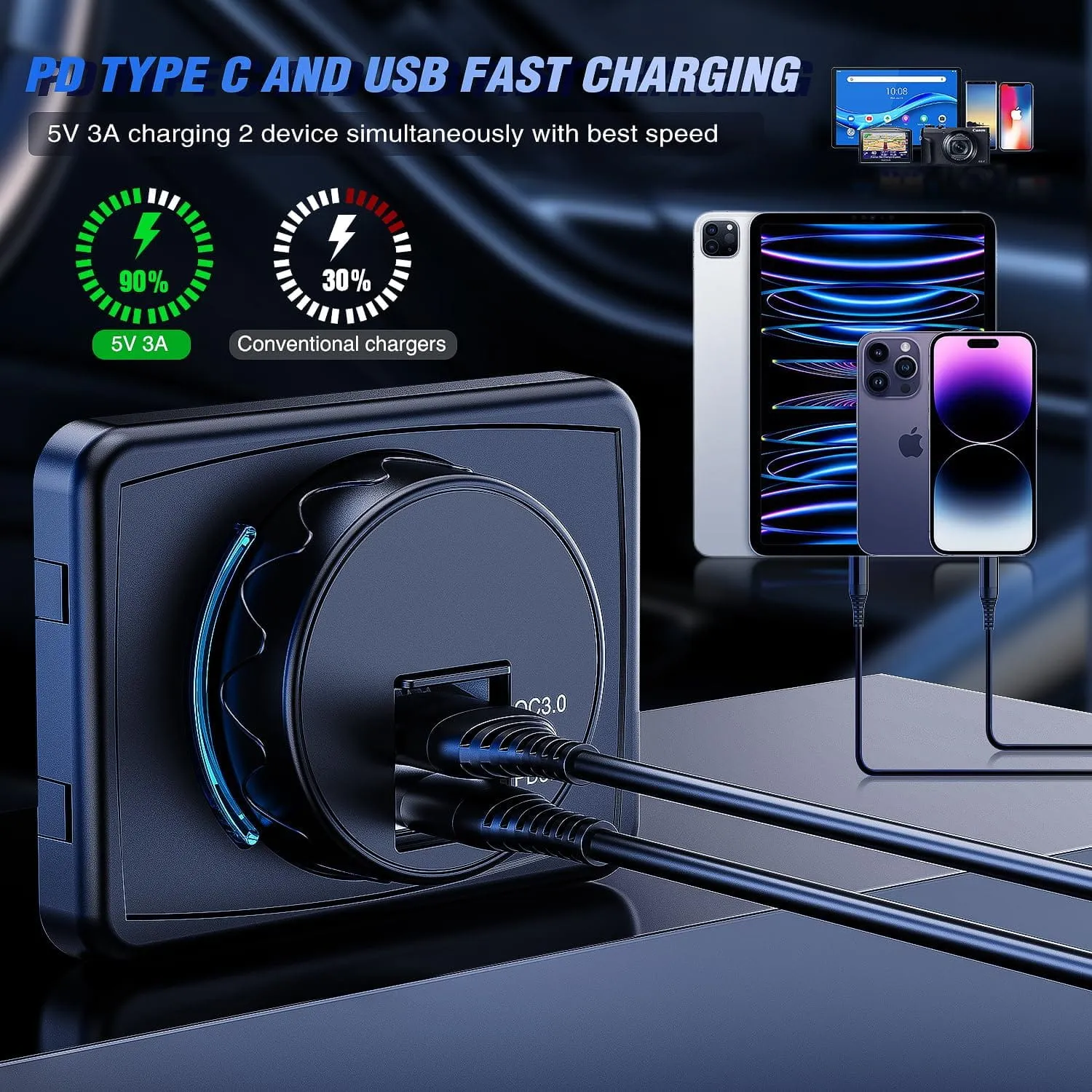 12V 24V PD Type C USB Charger 3A Car Outlet