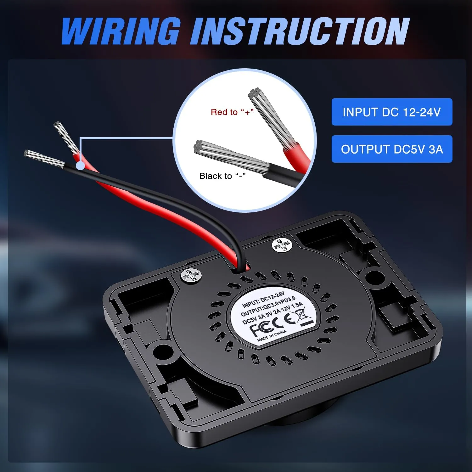 12V 24V PD Type C USB Charger 3A Car Outlet