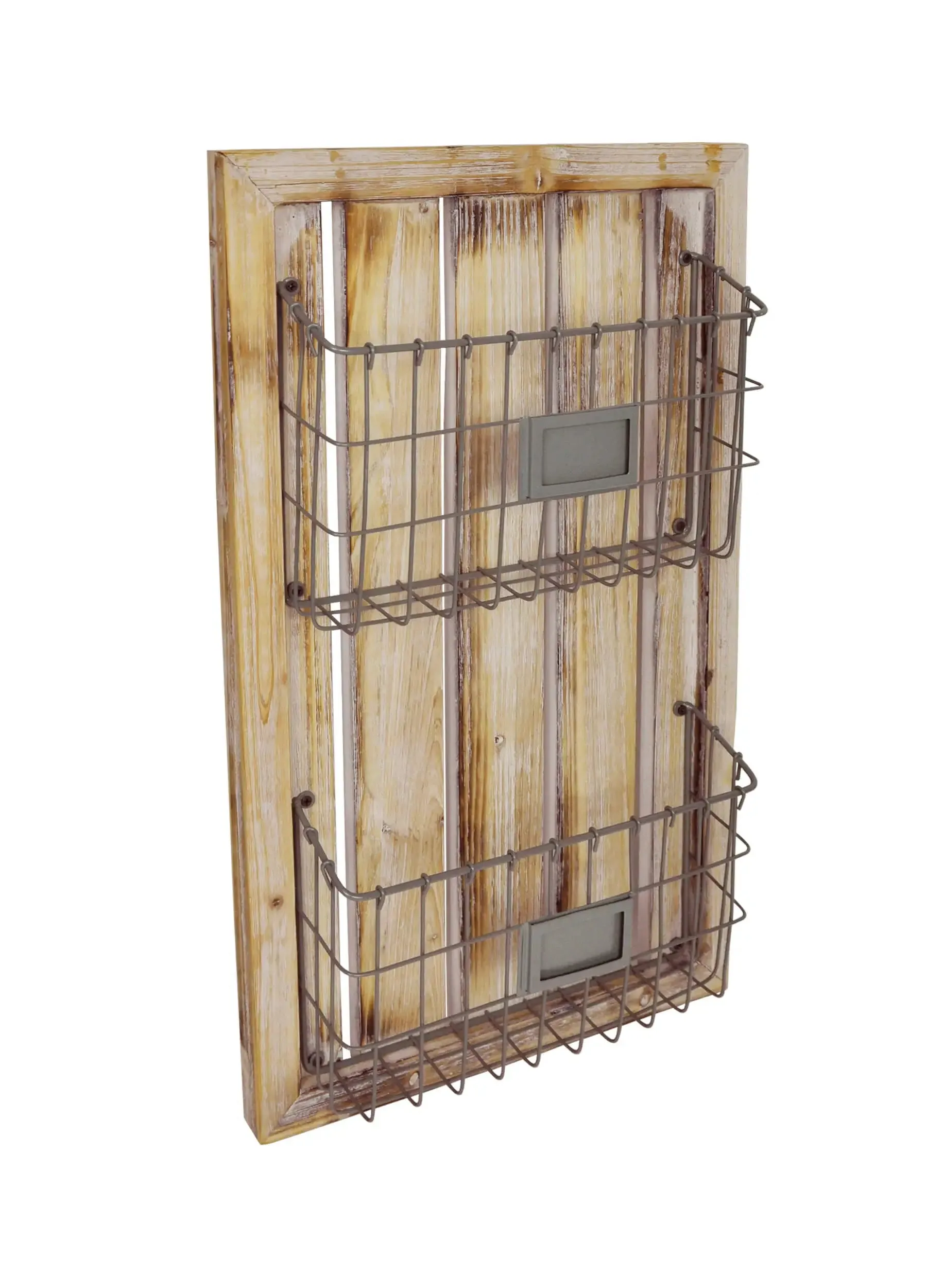 2-Tier Wall-Mounted File Organizer with Unfinished Wood Panel