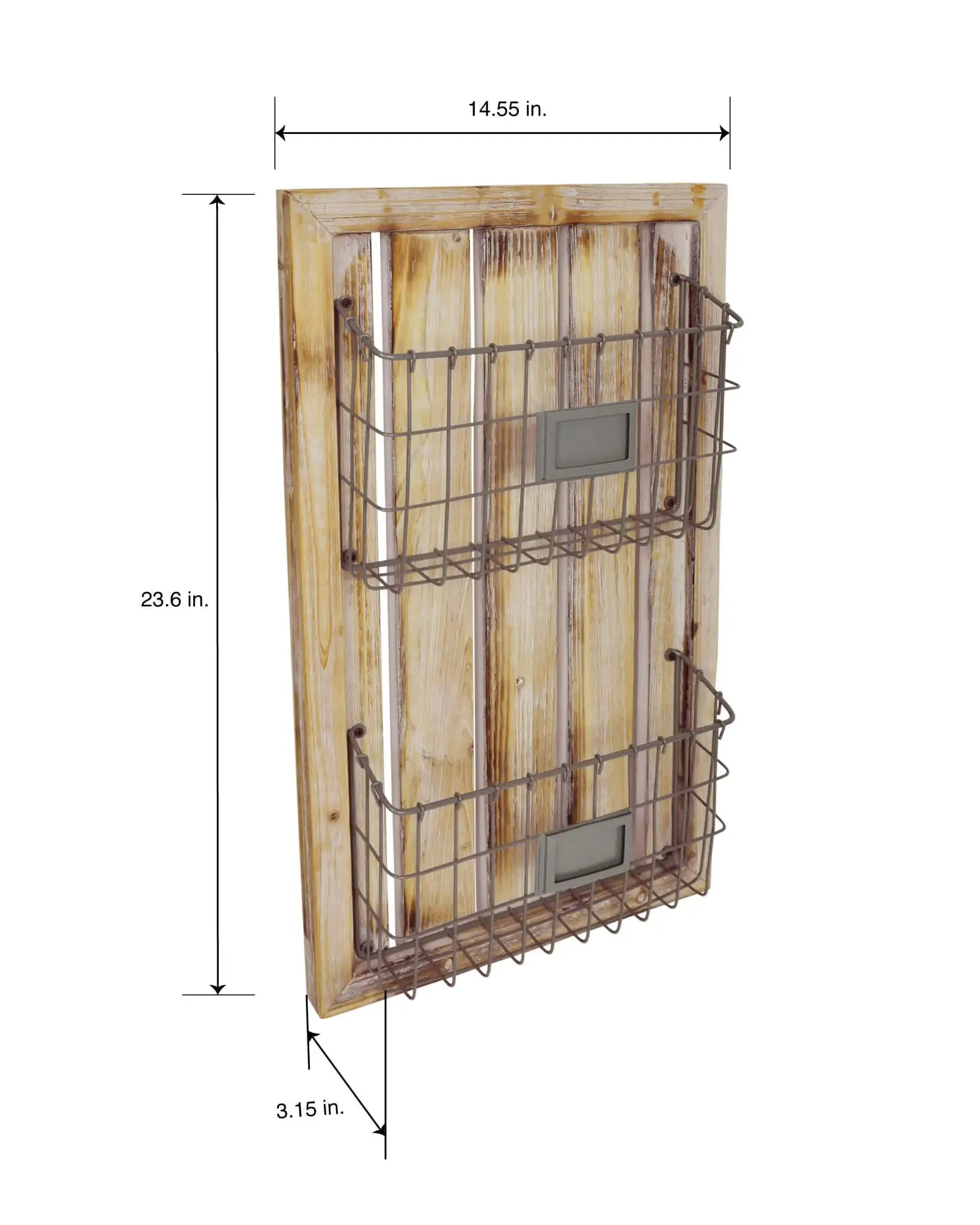 2-Tier Wall-Mounted File Organizer with Unfinished Wood Panel