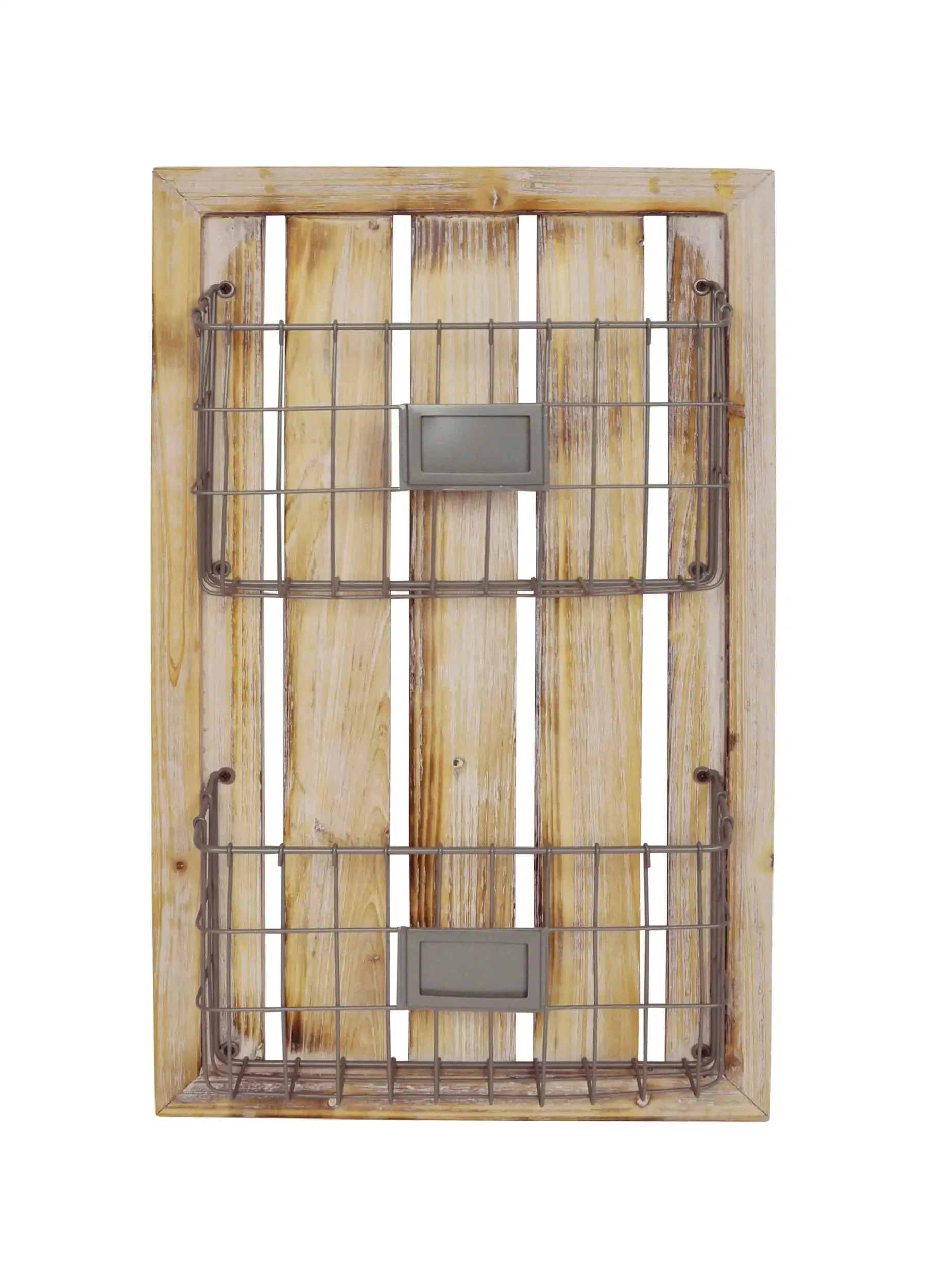 2-Tier Wall-Mounted File Organizer with Unfinished Wood Panel