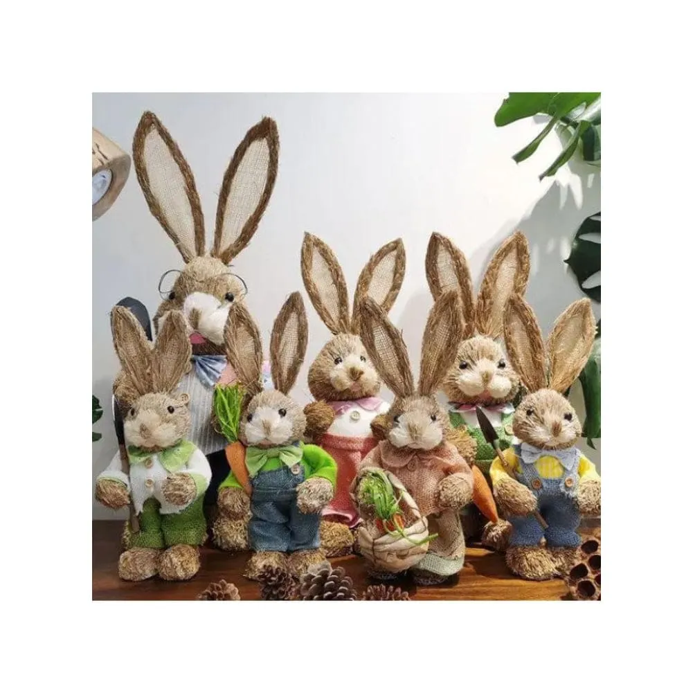 35cm Handmade Straw Rabbit Straw Bunny for Easter Day Artificial Animal Home Furnishing Shop Decoration, Bunny 16
