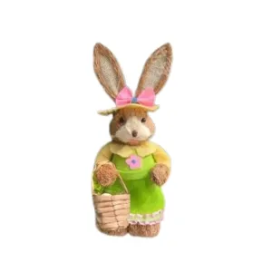 35cm Handmade Straw Rabbit Straw Bunny for Easter Day Artificial Animal Home Furnishing Shop Decoration, Bunny 8