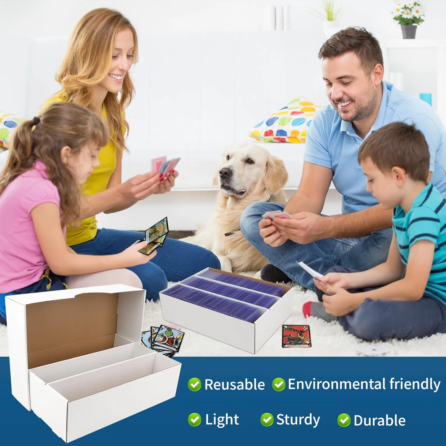 6 Pack Trading Card Storage Box, 2340 Count White Sports Card Organizer for Storing, Protecting and Organizing Soccer, Basketball Game Cards