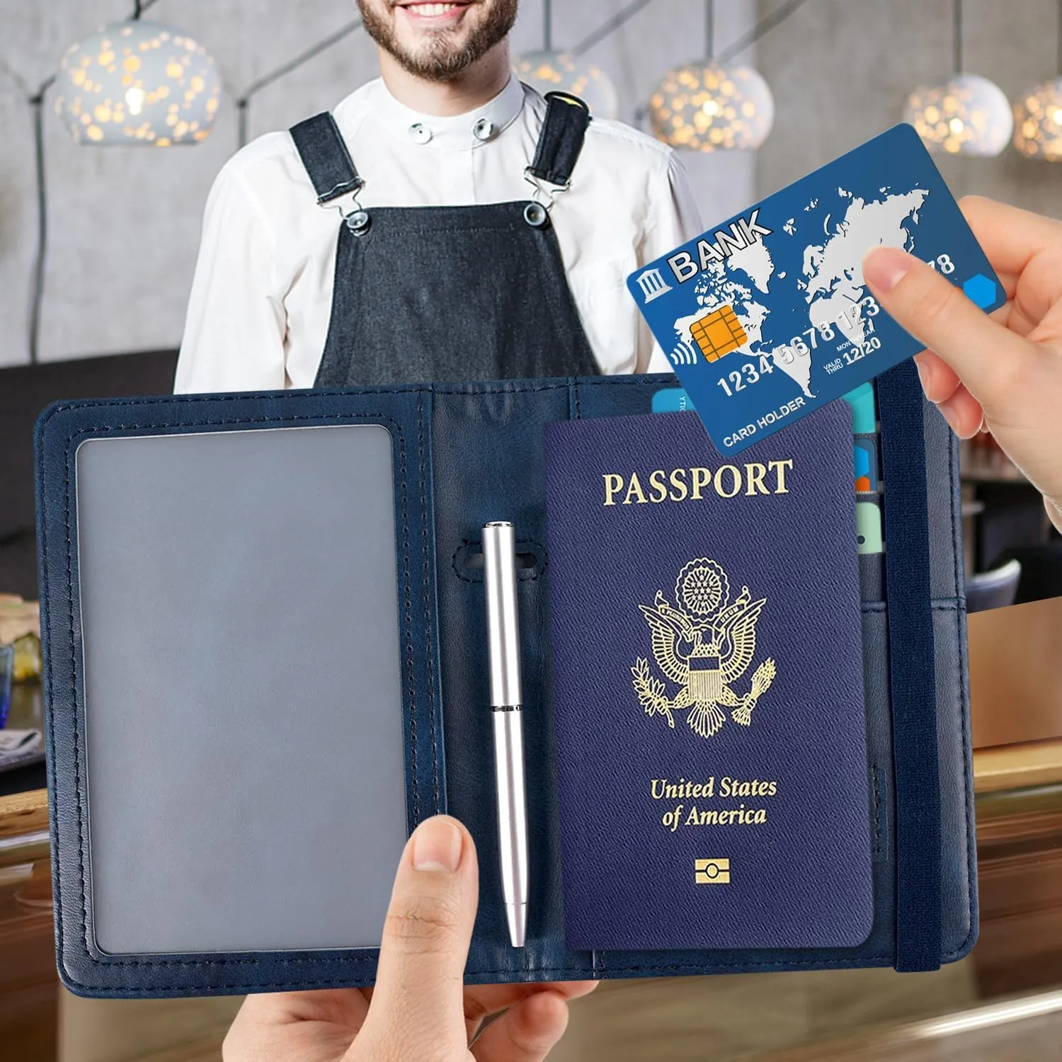 ACdream RFID Blocking Passport Holder Travel Wallet - Premium PU Leather Cover Passport Book with Card Holder, Pen Slot, Keep Organization, and Travel Essentials for Women and Men