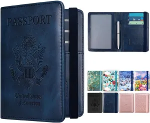 ACdream RFID Blocking Passport Holder Travel Wallet - Premium PU Leather Cover Passport Book with Card Holder, Pen Slot, Keep Organization, and Travel Essentials for Women and Men