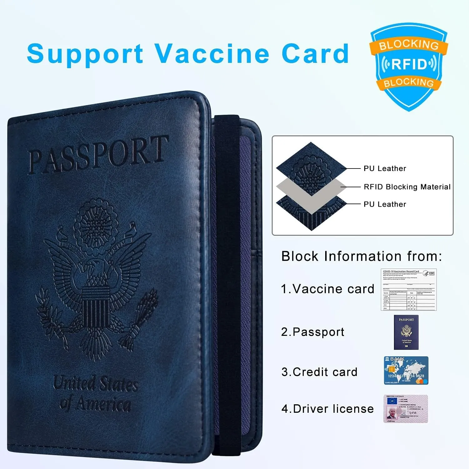 ACdream RFID Blocking Passport Holder Travel Wallet - Premium PU Leather Cover Passport Book with Card Holder, Pen Slot, Keep Organization, and Travel Essentials for Women and Men