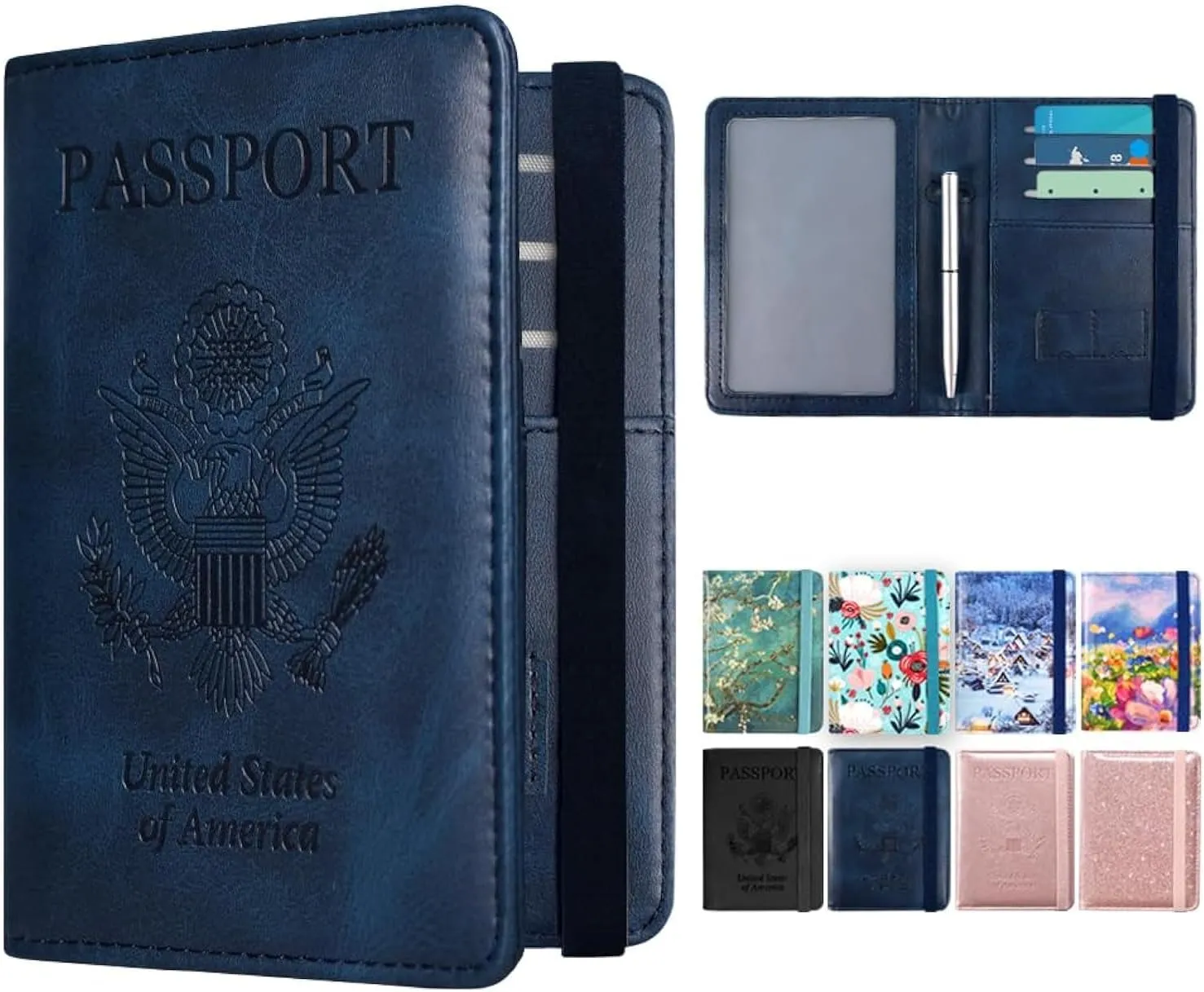 ACdream RFID Blocking Passport Holder Travel Wallet - Premium PU Leather Cover Passport Book with Card Holder, Pen Slot, Keep Organization, and Travel Essentials for Women and Men
