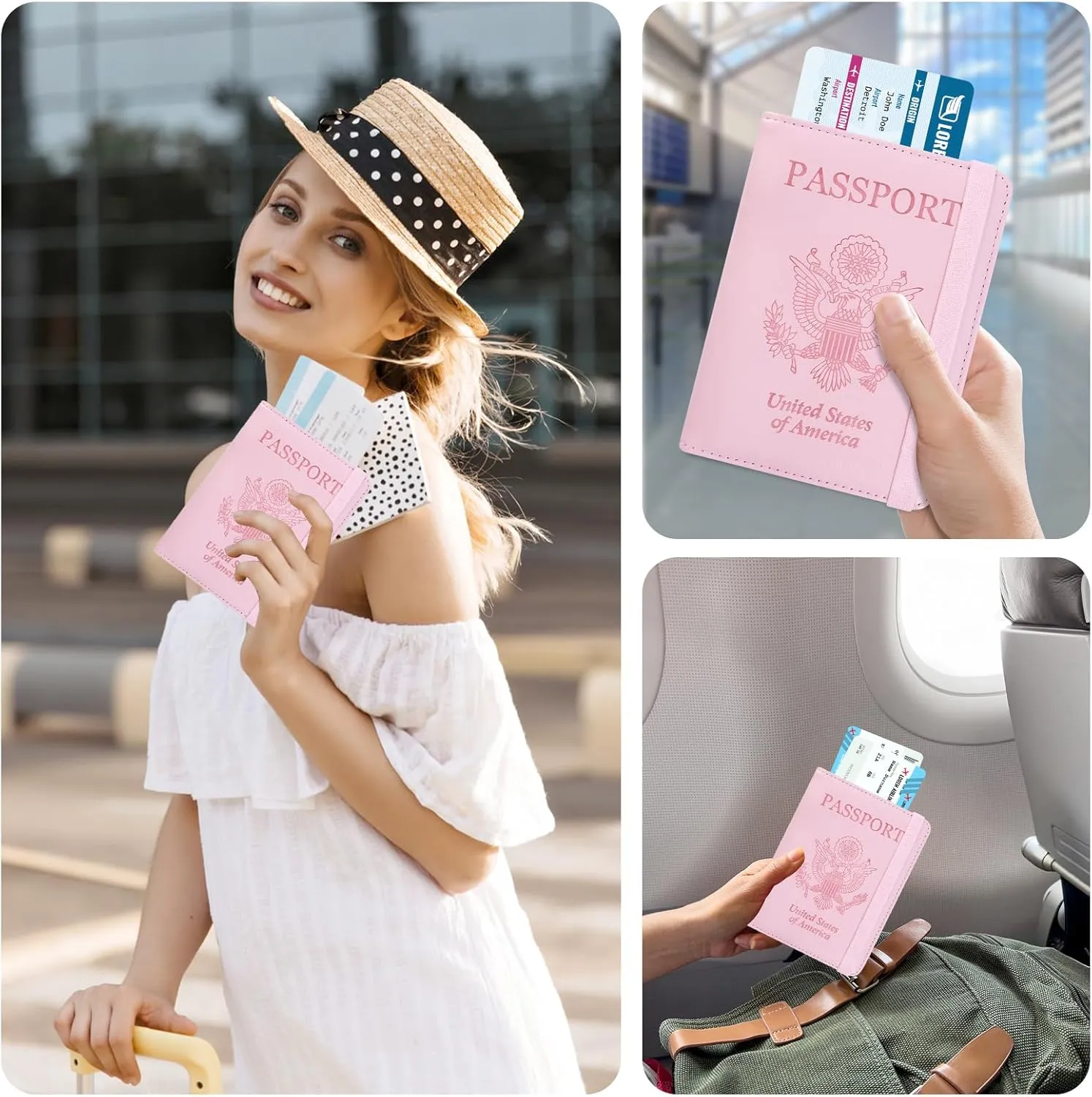 ACdream RFID Blocking Passport Holder Travel Wallet - Premium PU Leather Cover Passport Book with Card Holder, Pen Slot, Keep Organization, and Travel Essentials for Women and Men