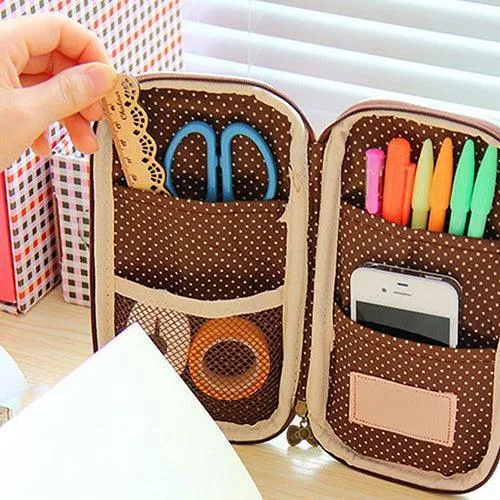 Adorable Cartoon Doll Girl Illustrated Storage Pouch and Organizer