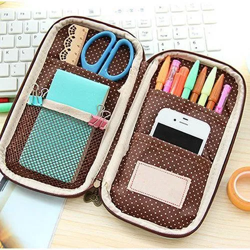 Adorable Cartoon Doll Girl Illustrated Storage Pouch and Organizer