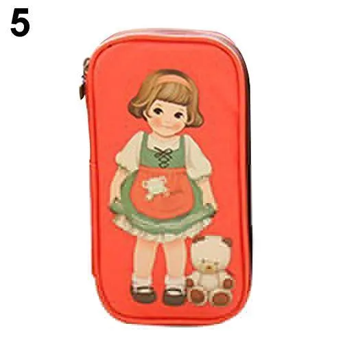 Adorable Cartoon Doll Girl Illustrated Storage Pouch and Organizer