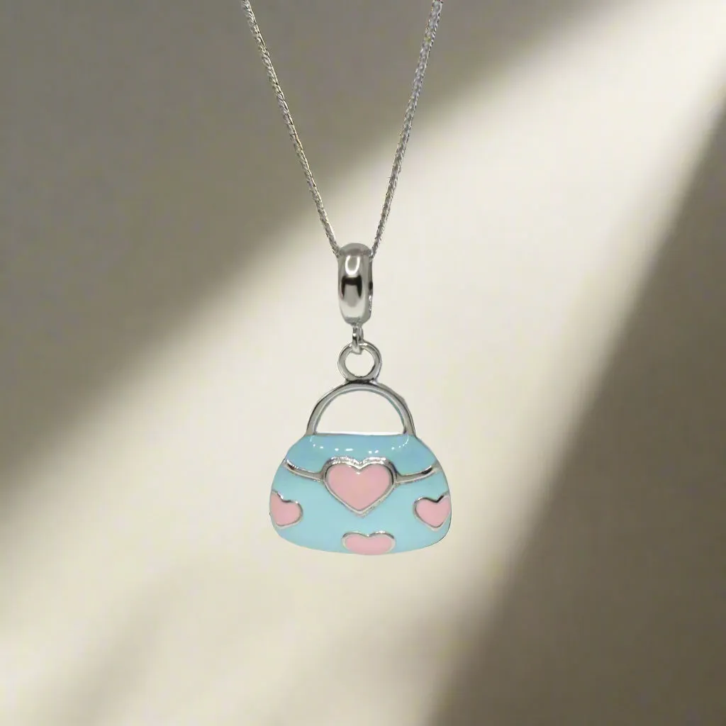 Adorable Handbag Charm Pendant - 925 Silver Jewelry