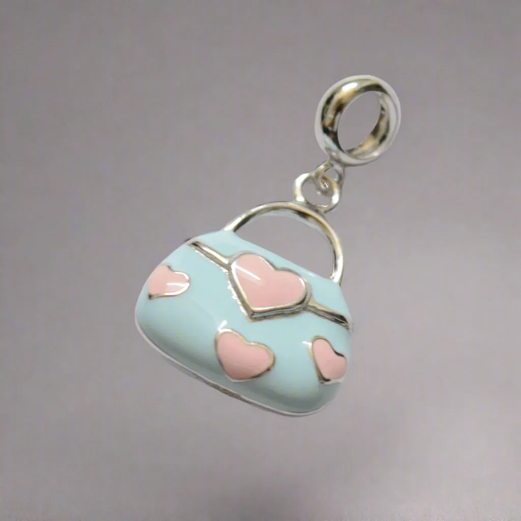 Adorable Handbag Charm Pendant - 925 Silver Jewelry