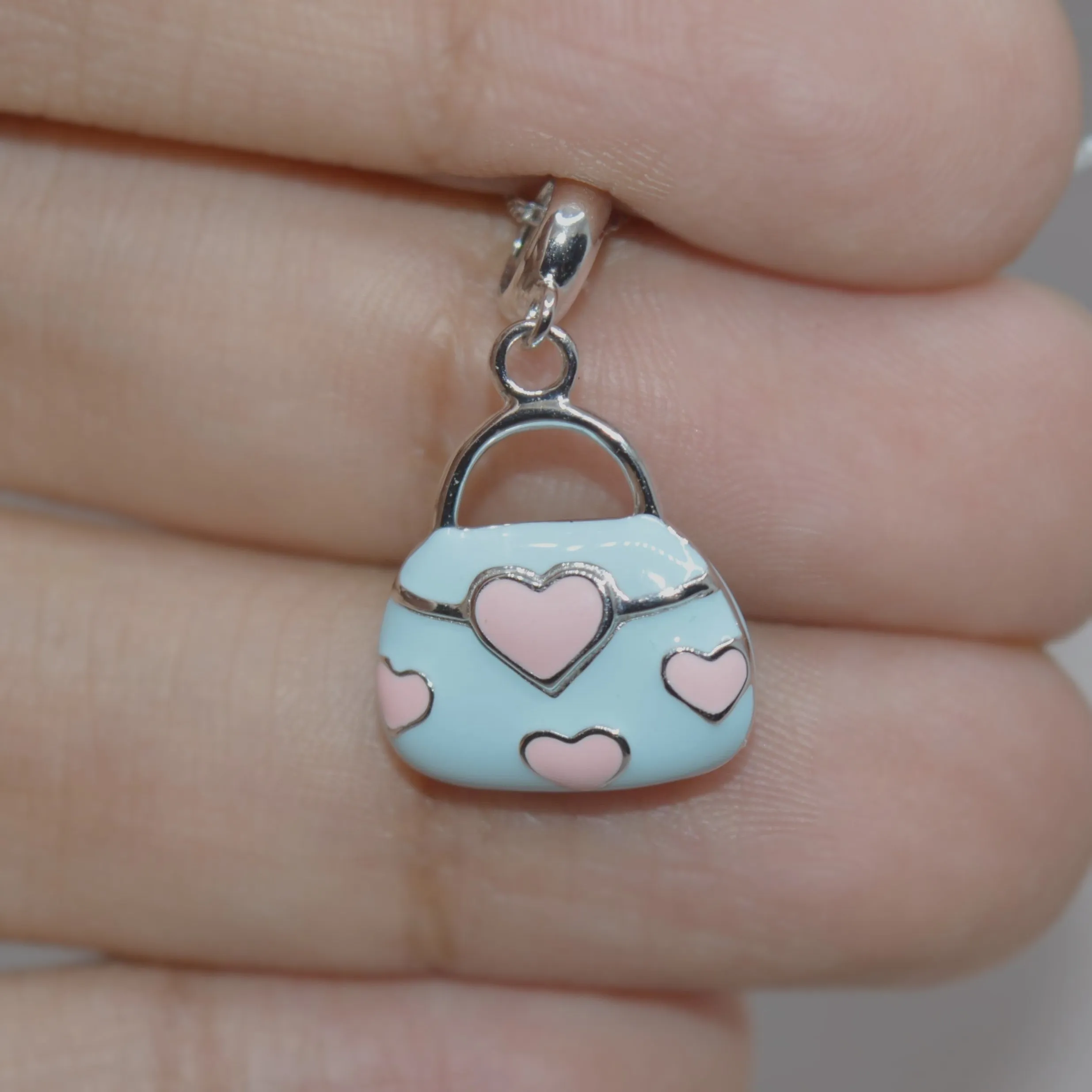 Adorable Handbag Charm Pendant - 925 Silver Jewelry