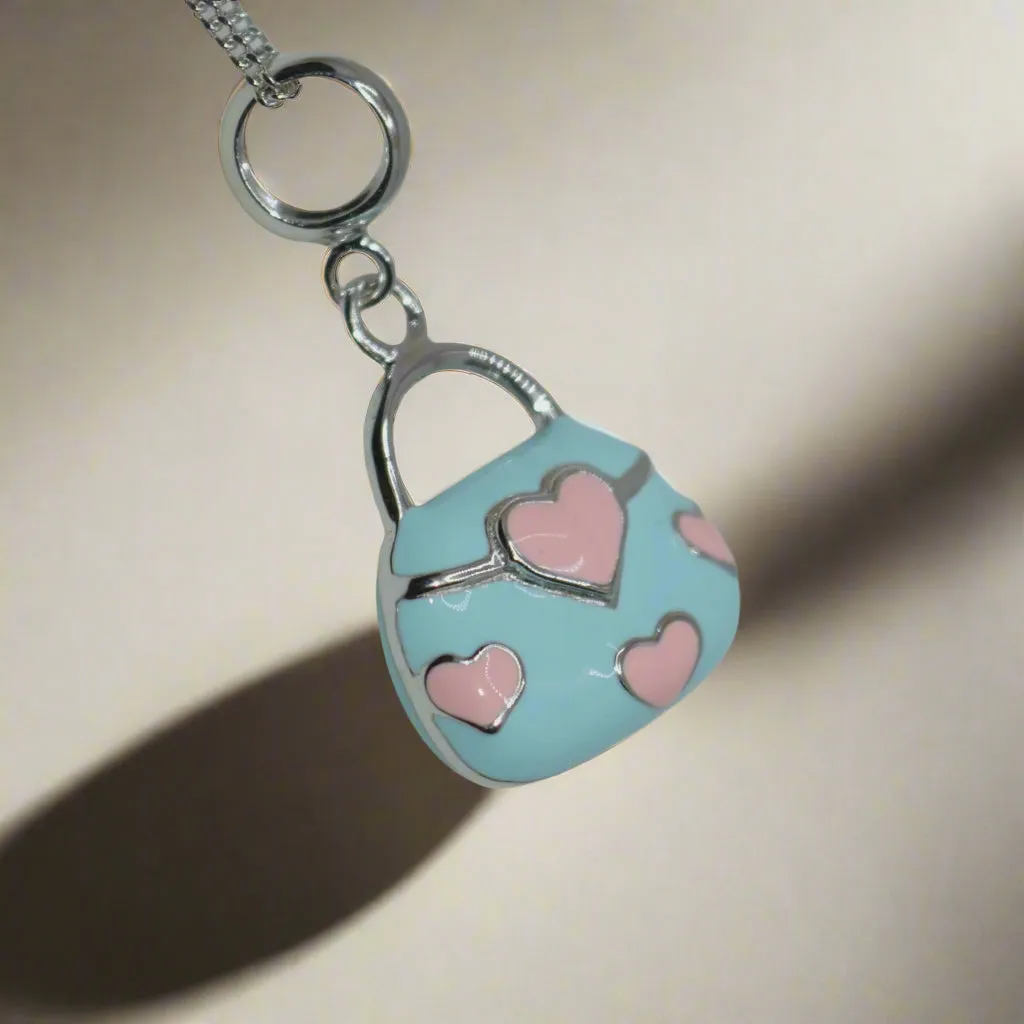 Adorable Handbag Charm Pendant - 925 Silver Jewelry