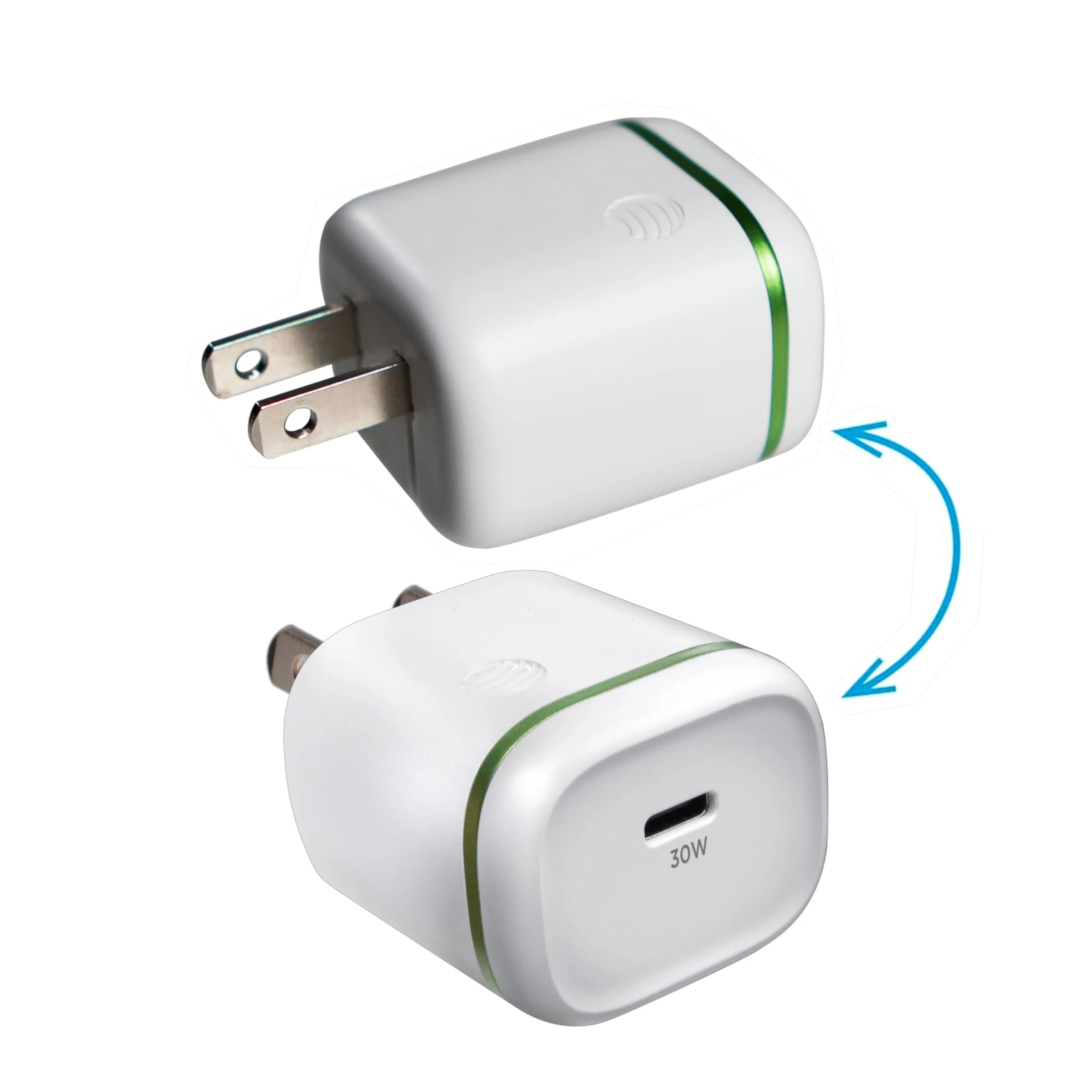 AT&T Single Port Fast Charging 30W USB-C Power Adapter Wall Block with Foldable Prongs for Apple iPhone, iPad, Google Pixel, Samsung Galaxy (White)