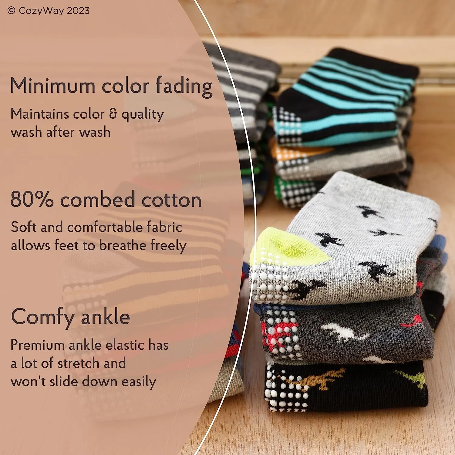 Baby Non Slip Socks Toddler Socks with Grips Ankle for Infants Kids Little Girls Boys