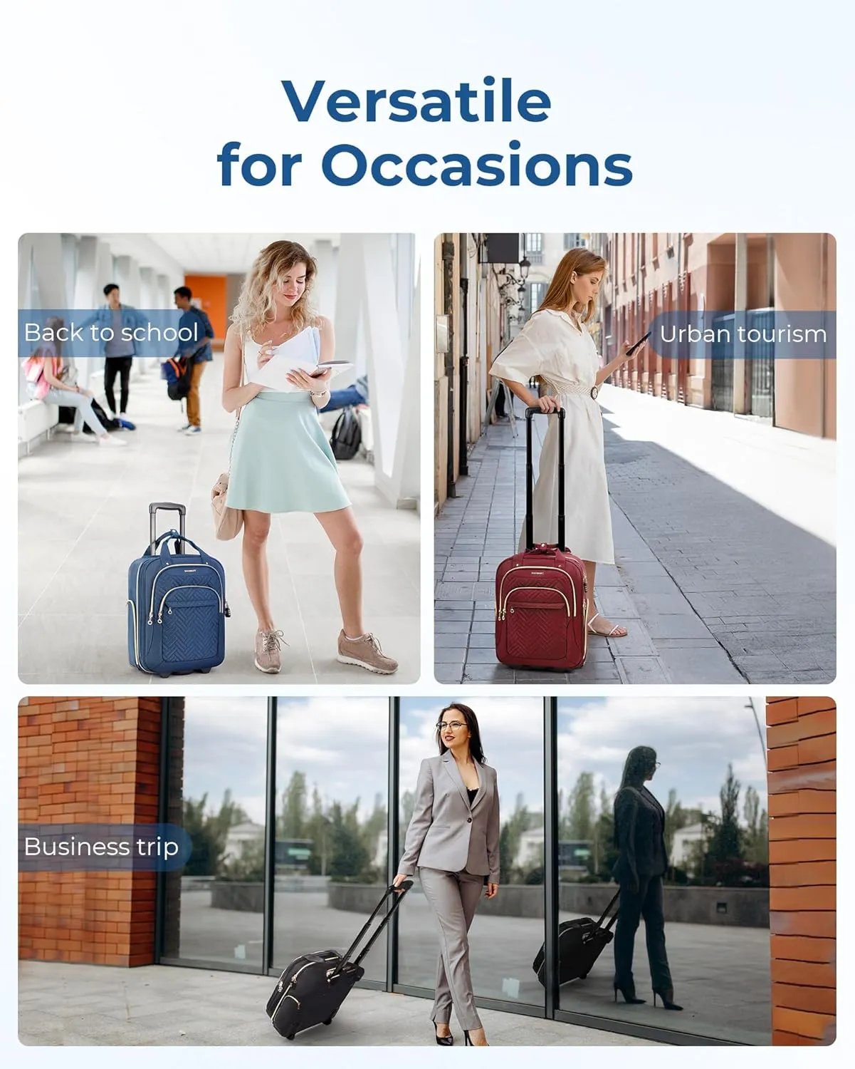 BAGSMART Underseat Carry On Luggage Airline approved,16-inch Underseater Softside Travel Suitcase with Wheels Lightweight Overnight Rolling Carry-on Luggage for Women Men Weekender, Pink