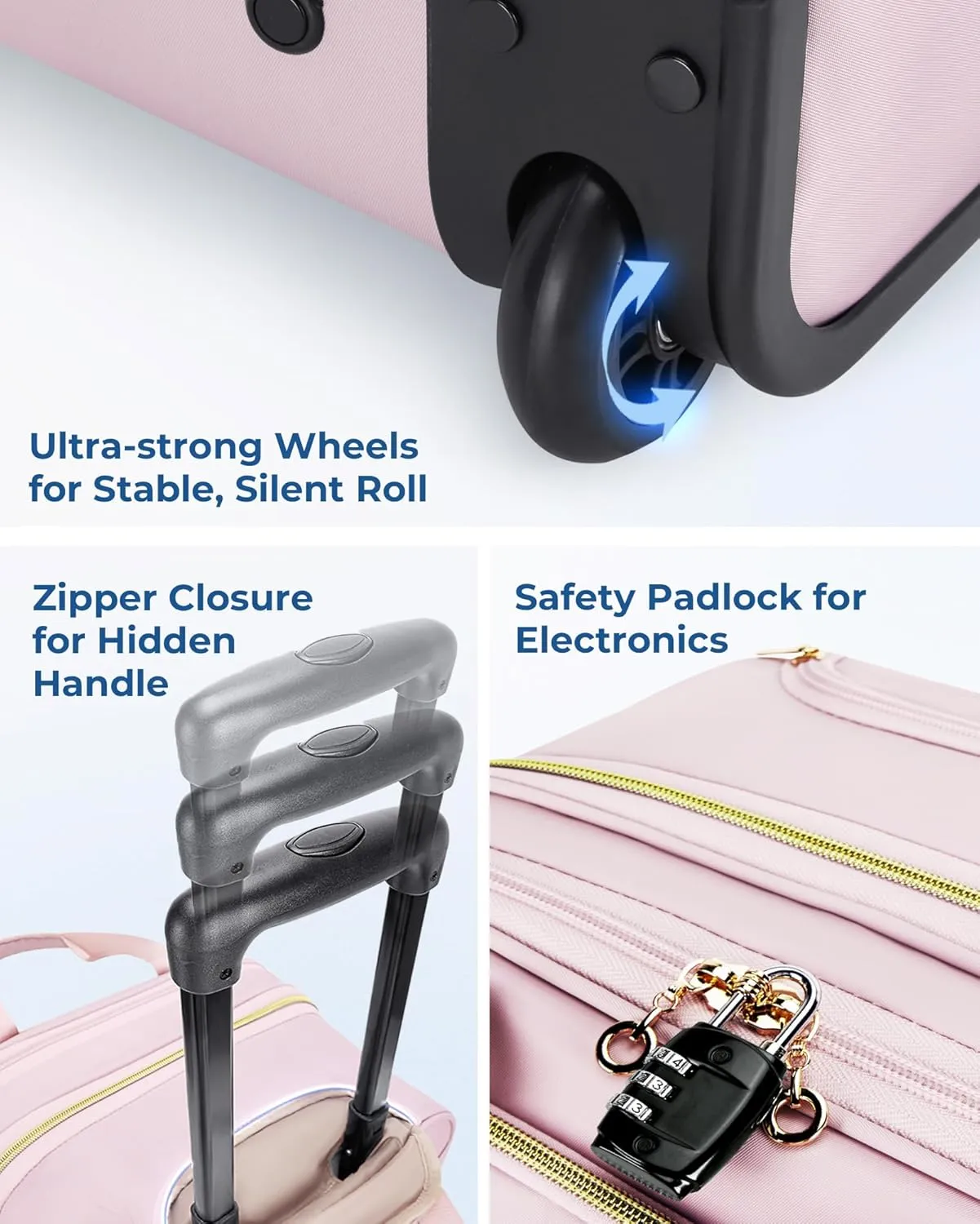 BAGSMART Underseat Carry On Luggage Airline approved,16-inch Underseater Softside Travel Suitcase with Wheels Lightweight Overnight Rolling Carry-on Luggage for Women Men Weekender, Pink