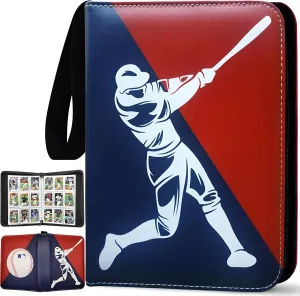 Baseball Card Binder 900 Pockets, 50 Sleeves Large Baseball Binder 3 Ring Zipper Trading Cards Holder 9 Pocket, Sport Collection Book Storage Box Organizer, Album Folder Case Photocard Protector Gift