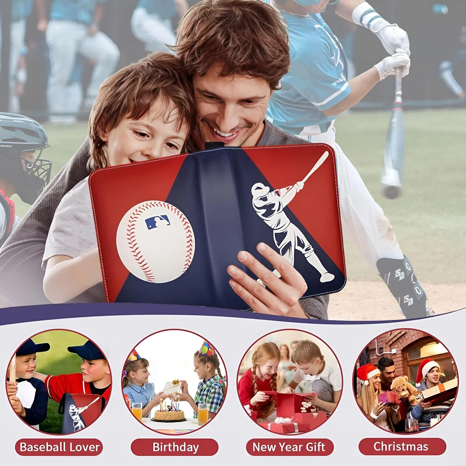 Baseball Card Binder 900 Pockets, 50 Sleeves Large Baseball Binder 3 Ring Zipper Trading Cards Holder 9 Pocket, Sport Collection Book Storage Box Organizer, Album Folder Case Photocard Protector Gift