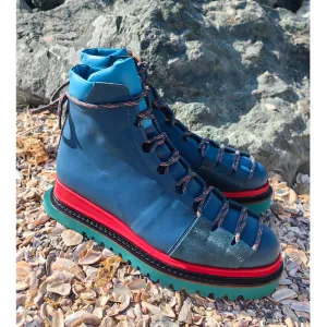 Blue Fall Joy blue leather men booties