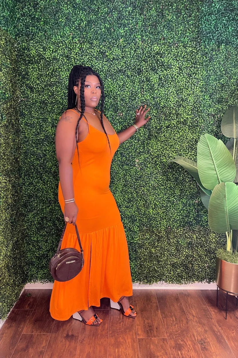 Cami Open Slit Solid Maxi Dress (New Sunkist)