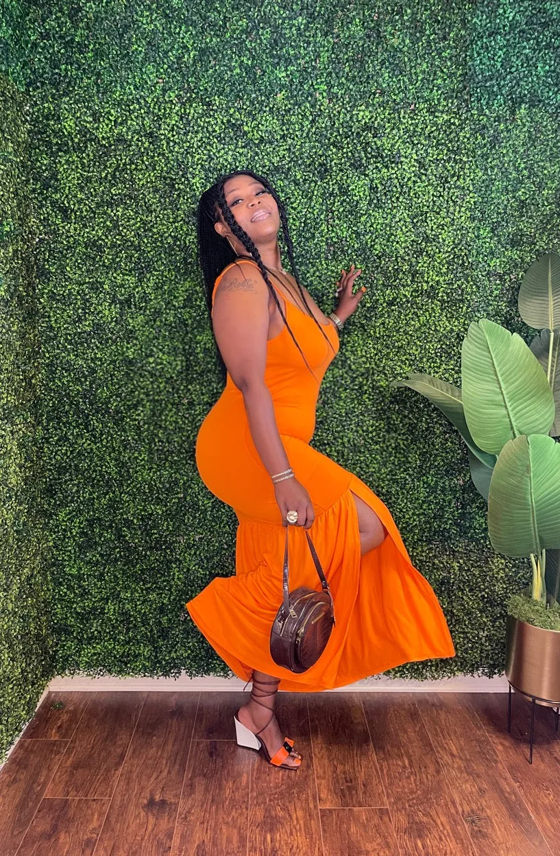 Cami Open Slit Solid Maxi Dress (New Sunkist)