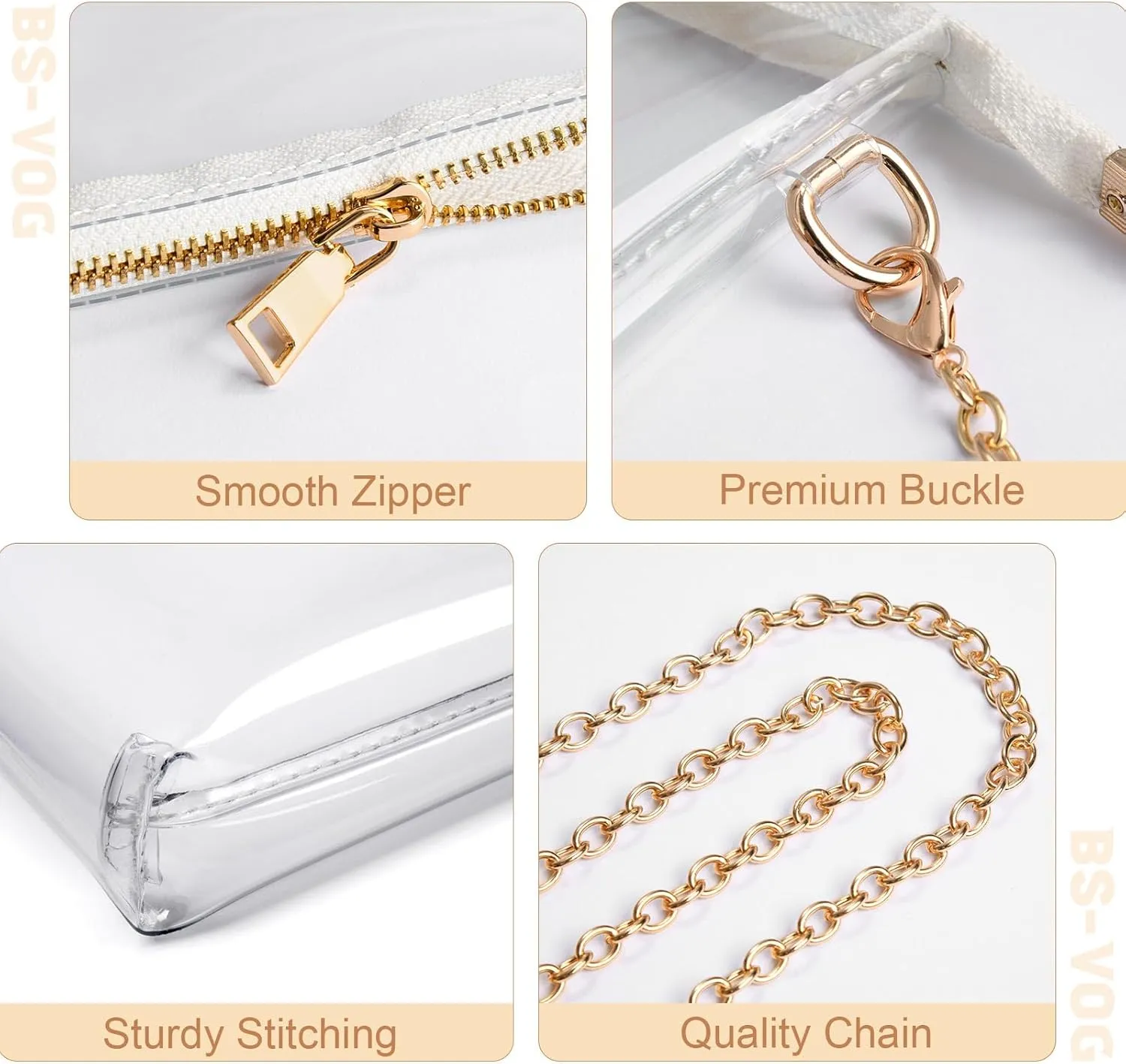 Clear Purse for Women - Stadium Approved Small Crossbody Bag with Zipper, Clear Stadium Bag for Concerts, Sports