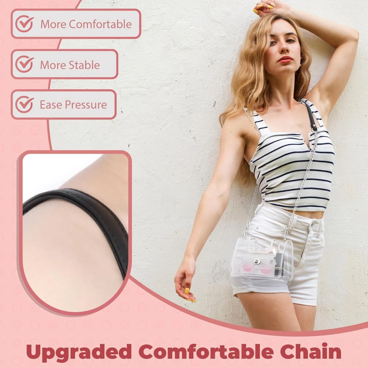 Clear Purse for Women - Stadium Approved Small Crossbody Bag with Zipper, Clear Stadium Bag for Concerts, Sports