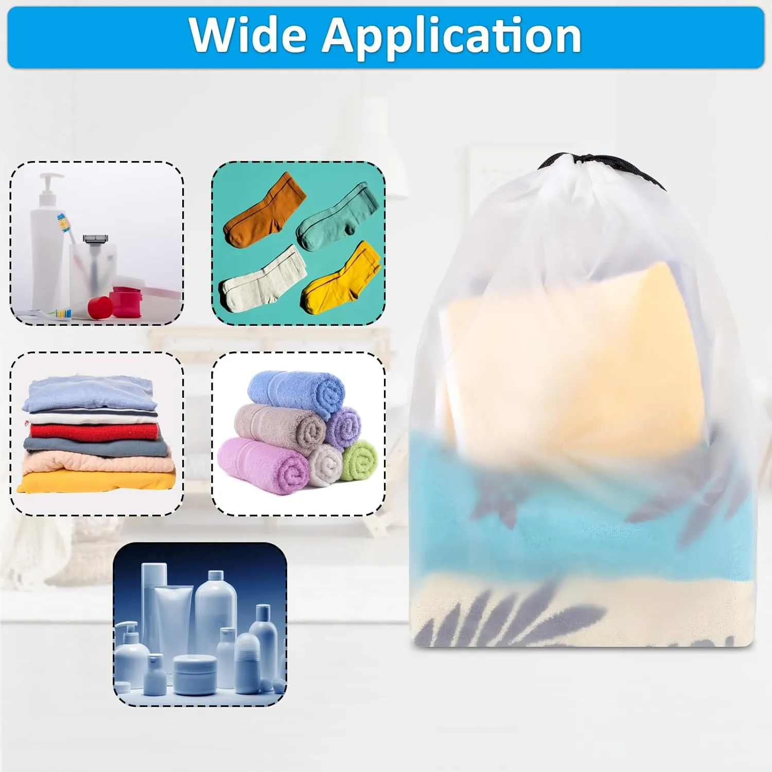 Clear Shoe Bags for Travel 5 PCS, 15.7" x 11.8" Travel Shoe Bags for Packing, Waterproof Drawstring Travel Shoe Storage Bag, Travel Essentials for Men and Women