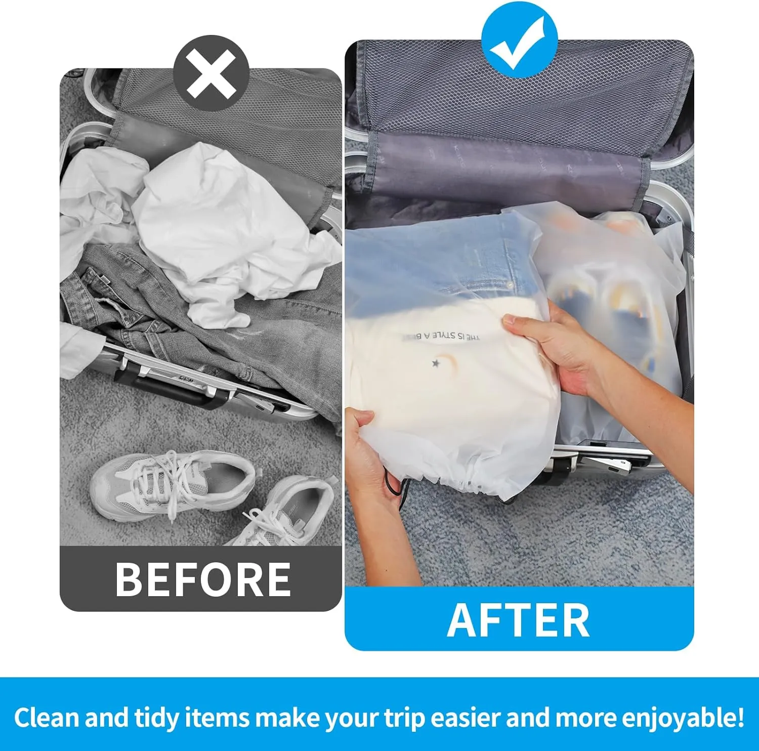 Clear Shoe Bags for Travel 5 PCS, 15.7" x 11.8" Travel Shoe Bags for Packing, Waterproof Drawstring Travel Shoe Storage Bag, Travel Essentials for Men and Women