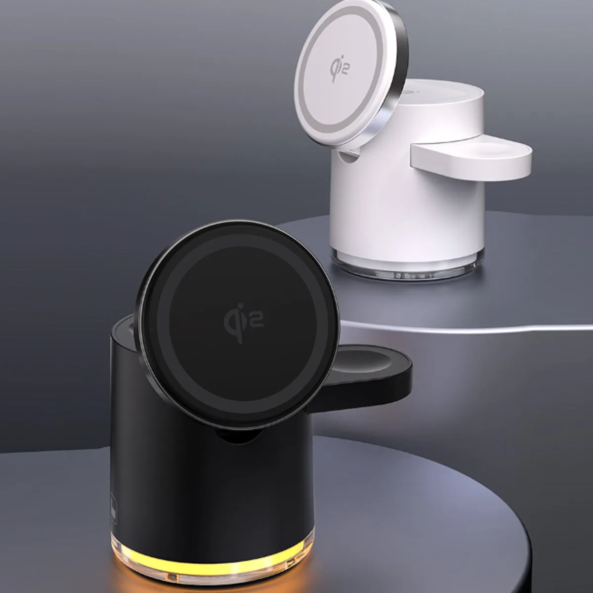 CLINGOMATIC Charging Station 3 In 1 Wireless Charger Stand With Halo Light