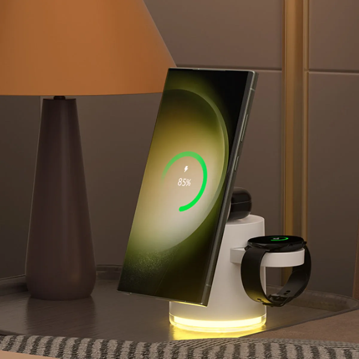 CLINGOMATIC Charging Station 3 In 1 Wireless Charger Stand With Halo Light