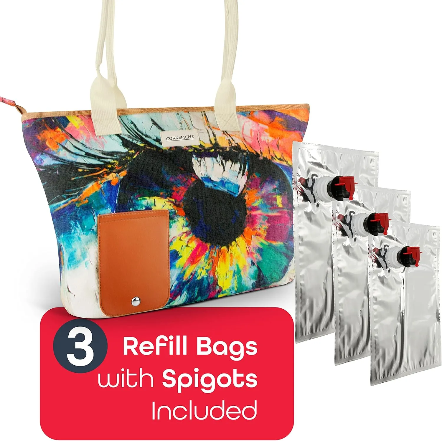 CORK & VINE Wine Tote Bag, Insulated Leakproof Wine Cooler Bag with Nautical Rope Strap | 3x 1.5 Liters Beverage Bag Included