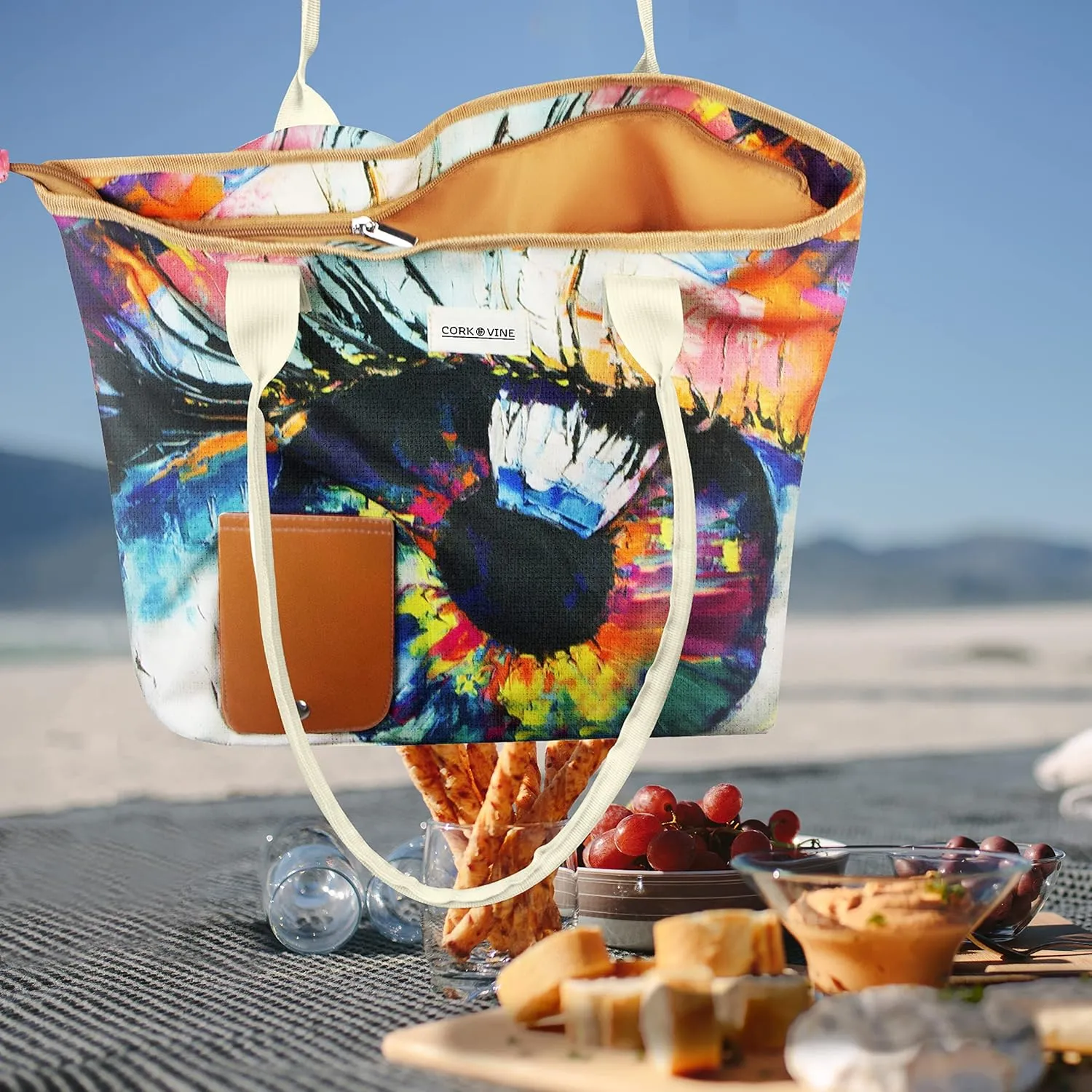 CORK & VINE Wine Tote Bag, Insulated Leakproof Wine Cooler Bag with Nautical Rope Strap | 3x 1.5 Liters Beverage Bag Included