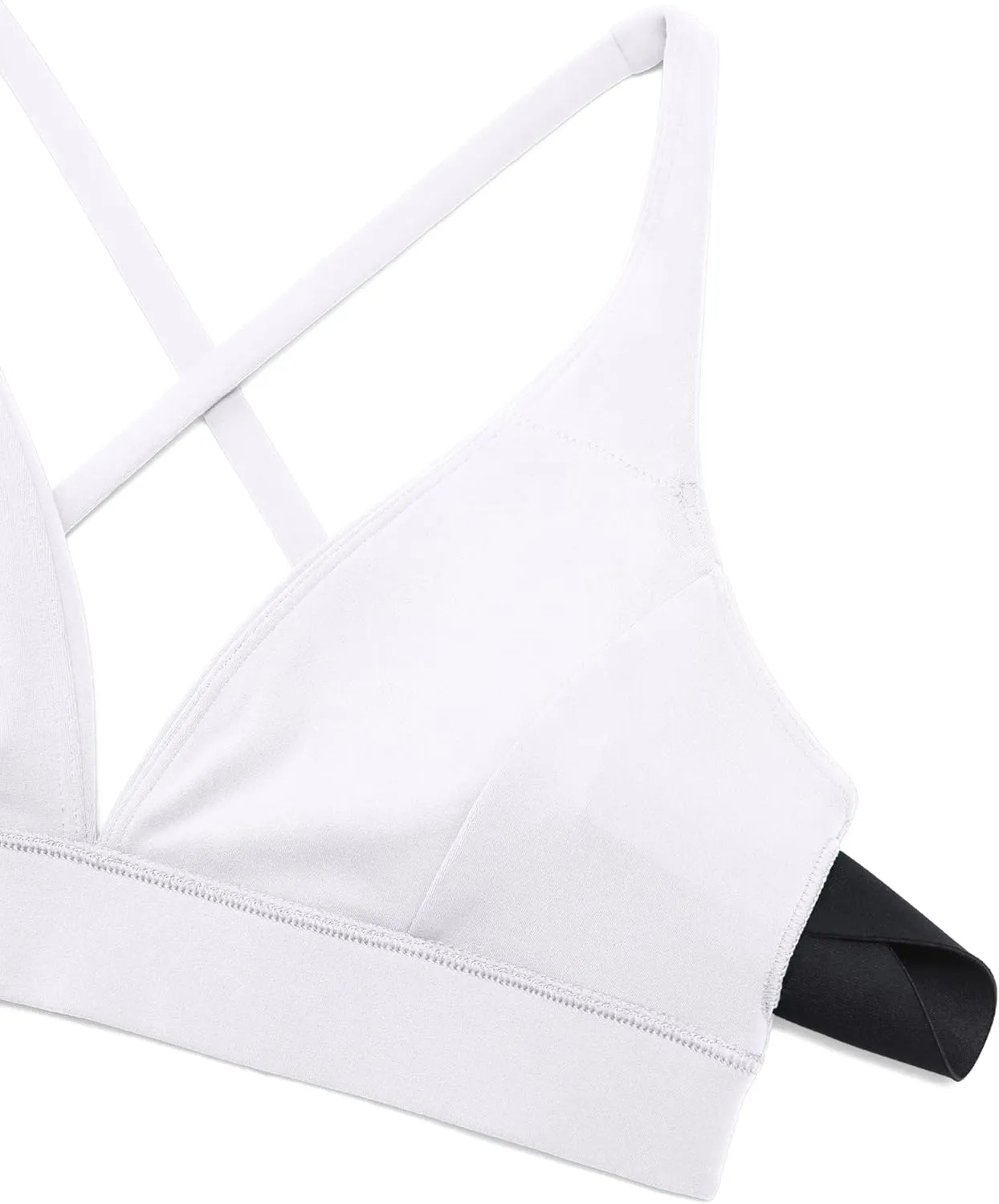 CRZ YOGA Butterluxe Deep V-Neck Sports Bras for Women - Spaghetti Strap Criss Cross Padded Top Low Coverage Wireless Yoga