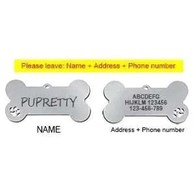 Custom Engraved Bone Shaped Pet ID Tag