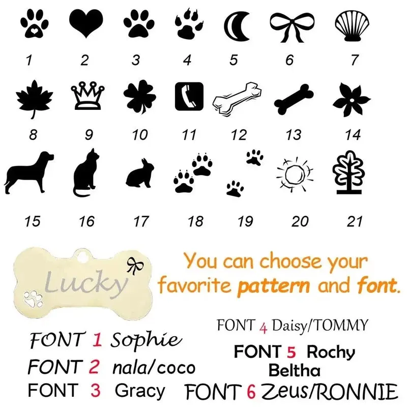 Custom Engraved Bone Shaped Pet ID Tag
