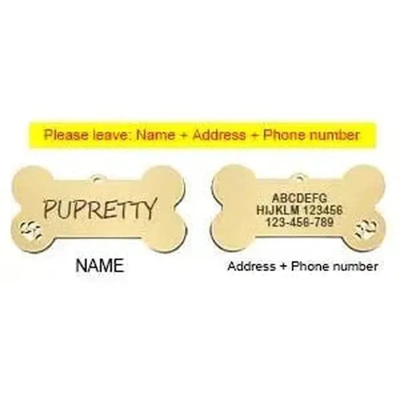 Custom Engraved Bone Shaped Pet ID Tag