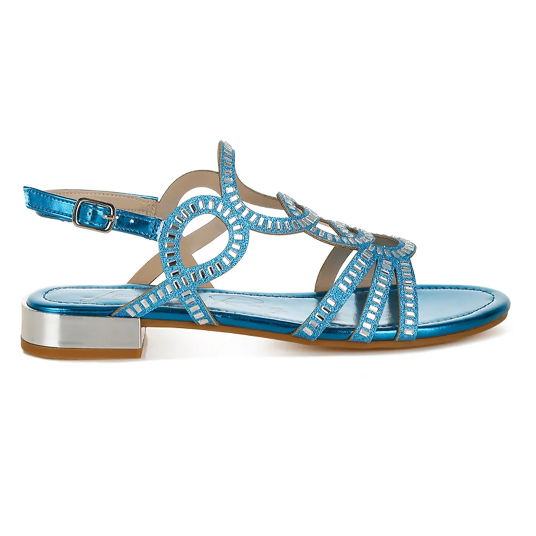 Cut Out Detail Rhinestone Flat Sandals