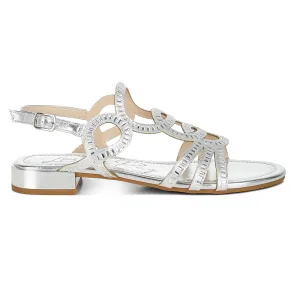 Cut Out Detail Rhinestone Flat Sandals