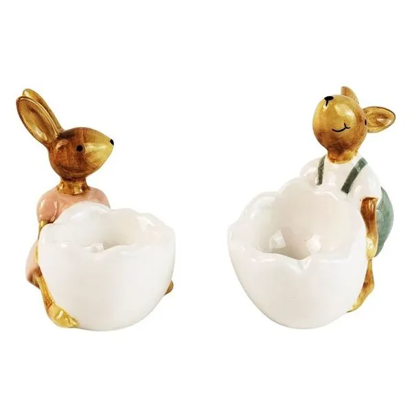 Cute Bunny Egg Cup 9cm Sage