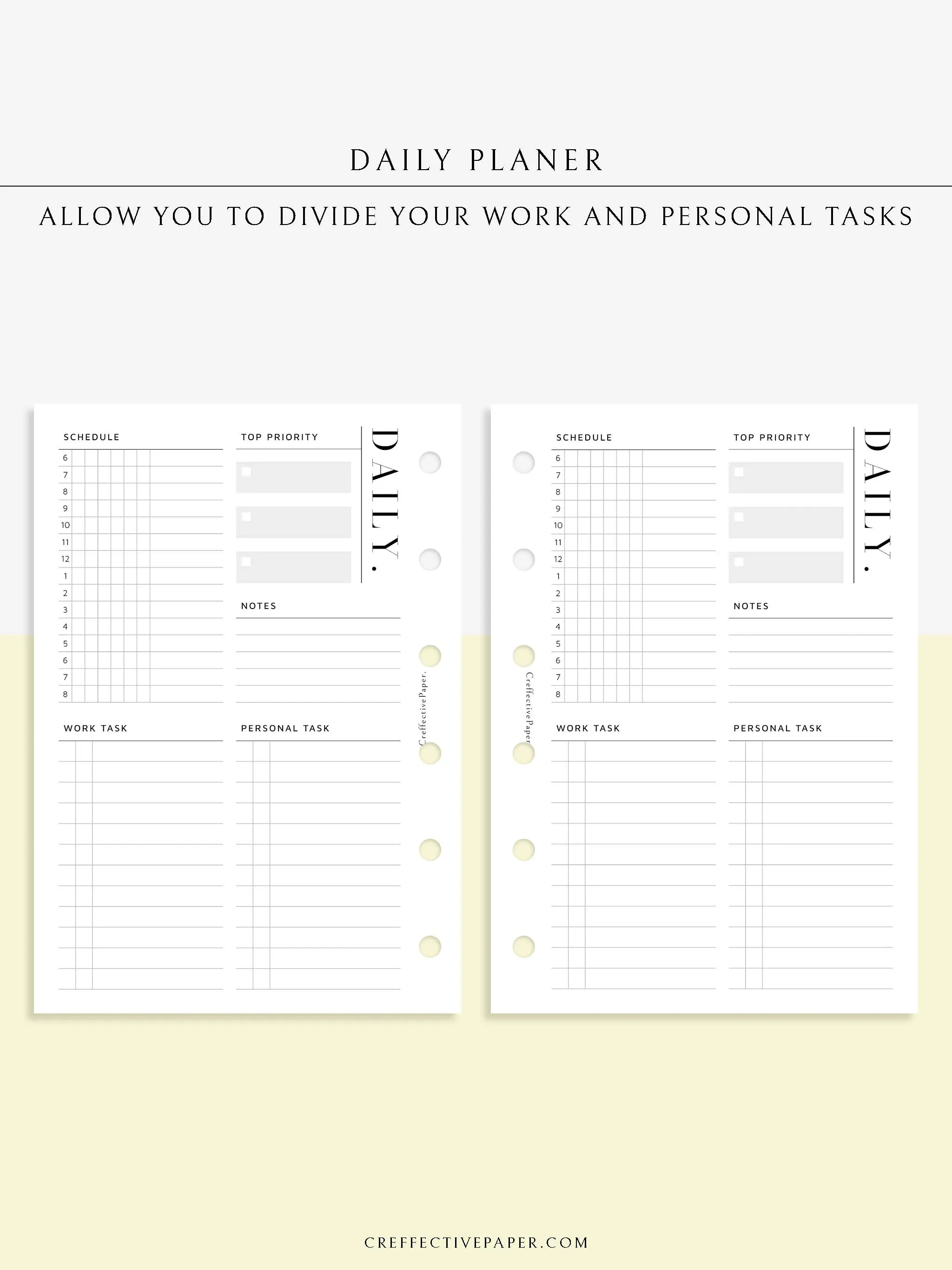 D114 | Daily Schedule Planner, Work & Personal Task Ver.